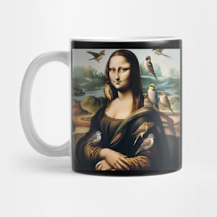 Avian Elegance Tee: Mona Lisa Parody for National Bird Day Mug